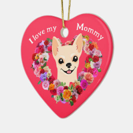 Anpassningsbar Mors dag Chihuahua Ro Heart Julgransprydnad Keramik