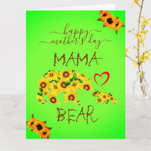 Anpassningsbar Mors dag MAMMA BEAR Sunblommor Mamm Kort