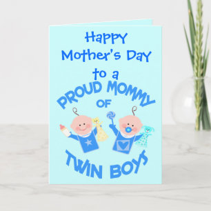 Anpassningsbar Mors dag Mamma vid Twin Boys Kort