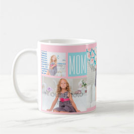 Anpassningsbar Mors dag Photo Collage Rosa/Blue Kaffemugg