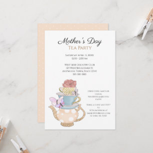 Anpassningsbar Mors dag Tea Party Inbjudningar