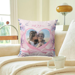 Anpassningsbar Mor's Day Gift med Rosa Ribbon Hear Kudde