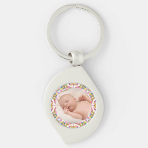 Anpassningsbar Mor's Day Summer Rosa Grönt Gift Ph Swirl Silverfärgad Nyckelring