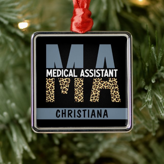 Anpassningsbar MORSA Medical Assistant Leopard Pri Julgransprydnad Metall (Träd)