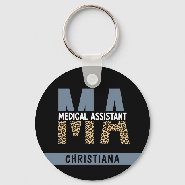 Anpassningsbar MORSA Medical Assistant Leopard Pri Nyckelring (Framsida)