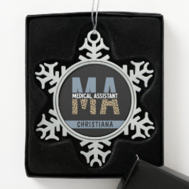 Anpassningsbar MORSA Medical Assistant Leopard Pri Snöflinga Pewter Julgransprydnad