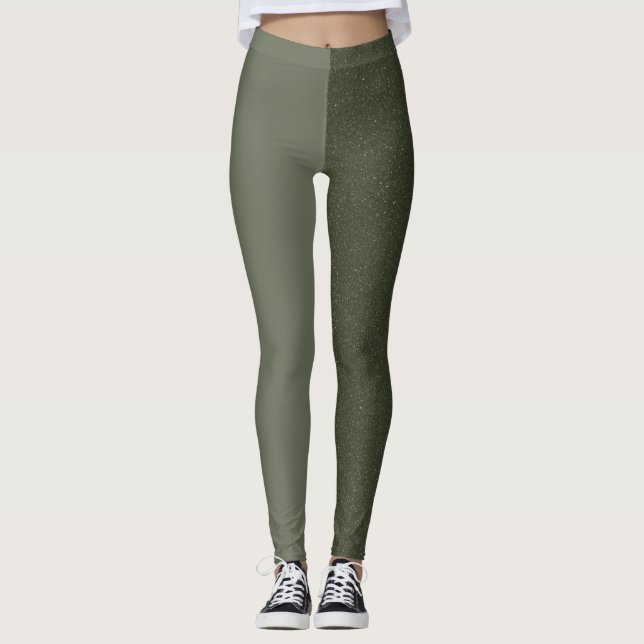 Anpassningsbar Moss Grönt Delade lager (projektion Leggings (Framsida)