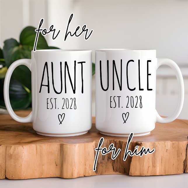 Anpassningsbar Moster & Farbror Mugg, Baby Kaffemugg (aunt mug, uncle mug, aunt uncle gift, personalized aunt mug, personalized uncle mug, aunt uncle MUG)