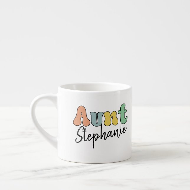 Anpassningsbar Moster Retro Gift | Auntie Personli Espressomugg (Vänster)