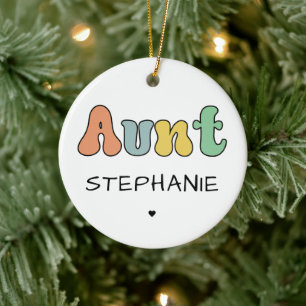 Anpassningsbar Moster Retro Gift Auntie Personli Julgransprydnad Keramik