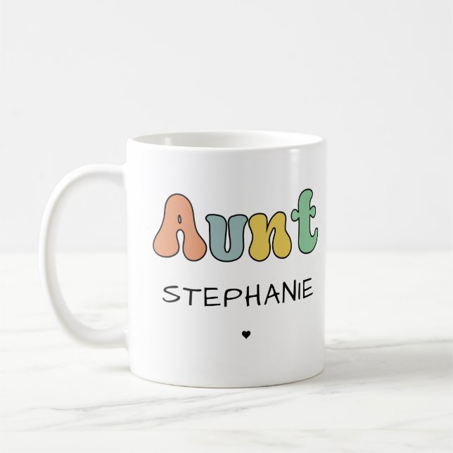 Anpassningsbar Moster Retro Gift | Auntie Personli Kaffemugg (Vänster)