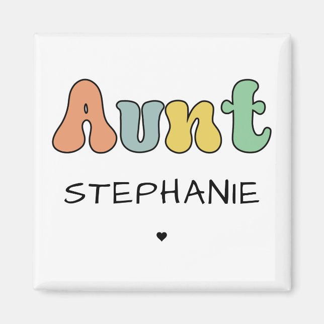 Anpassningsbar Moster Retro Gift | Auntie Personli Magnet (Framsidan)