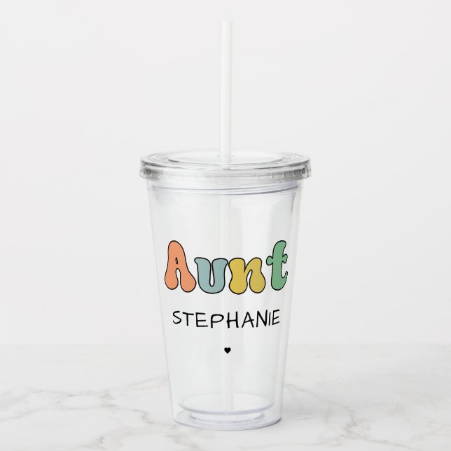 Anpassningsbar Moster Retro Gift | Auntie Personli Take Away Mugg (Framsida)