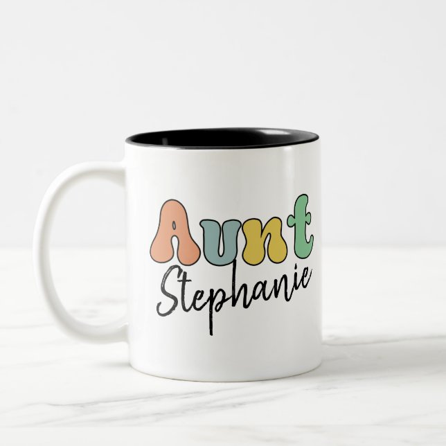 Anpassningsbar Moster Retro Gift | Auntie Personli Två-Tonad Mugg (Vänster)
