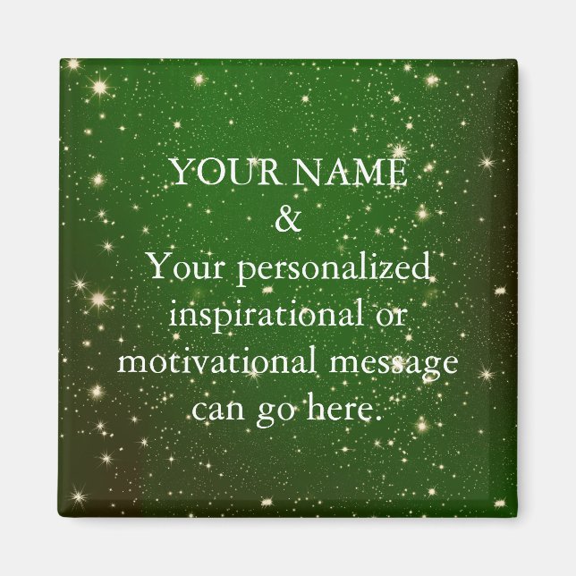 Anpassningsbar Motivational Message Grönt Glitter Magnet (Framsidan)