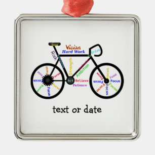 Anpassningsbar Motivational Ord for Bike Cycle Flä Julgransprydnad Metall