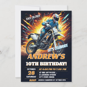 Anpassningsbar Motocross Dirt Bike Birthday Biker Inbjudningar