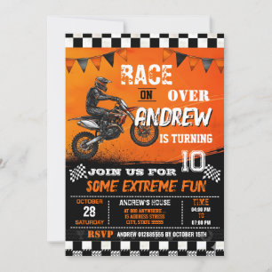 Anpassningsbar Motocross Dirt Bike modern födelsed Inbjudningar