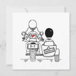 Anpassningsbar Motorcycle och Sidecar Bröllop Inbjudningar
