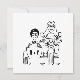 Anpassningsbar Motorcycle och Sidecar Evening Inbjudningar