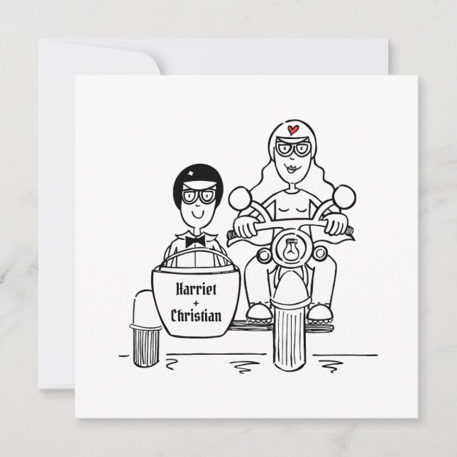 Anpassningsbar Motorcycle och Sidecar Evening Inbjudningar (Framsida)