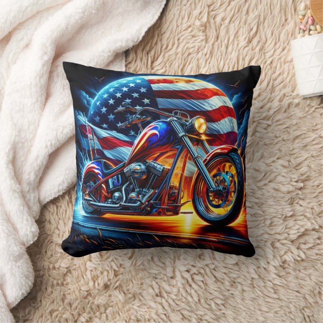 Anpassningsbar motorcykel som varar i patriotisk m kudde (Filt)