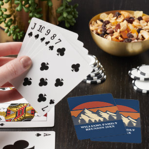 Anpassningsbar Mountain Sunset Blue Log Cabin Casinokort