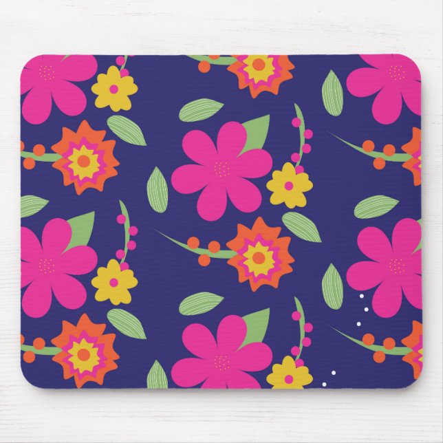 Anpassningsbar Mouse Hippy Blommigt Garden Musmatta (Framsidan)