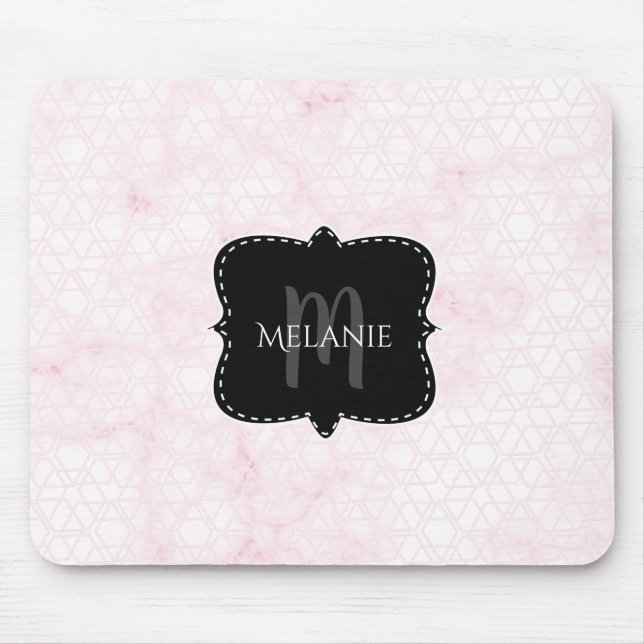 Anpassningsbar Mouse Pad Rosa Dusty Geometric Marb Musmatta (Framsidan)