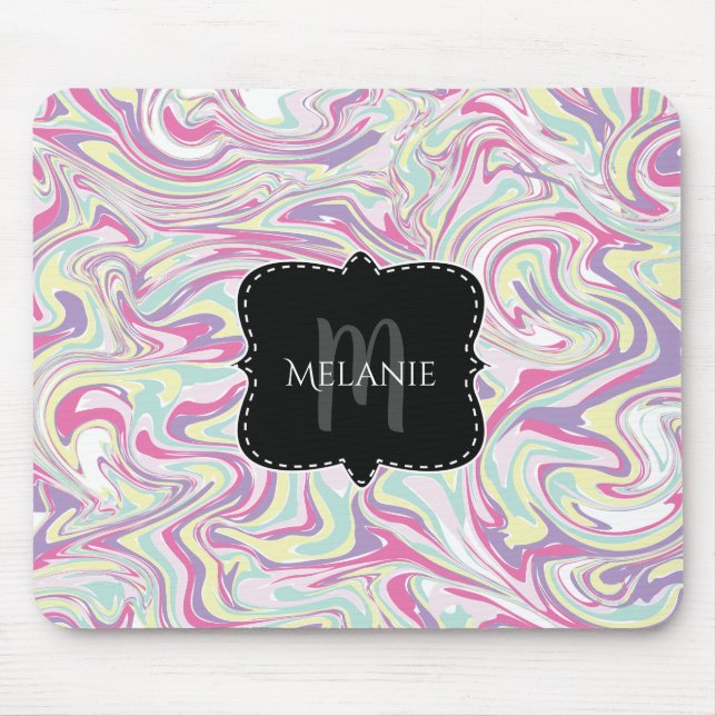 Anpassningsbar Mouse Pad Vatten Marble Pastel Swir Musmatta (Framsidan)