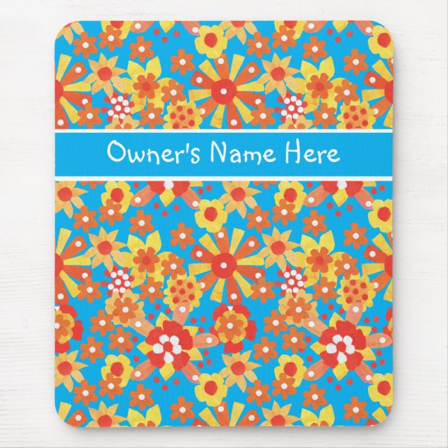 Anpassningsbar Mousepad; Ditzy Orange Flowers Musmatta (Framsidan)