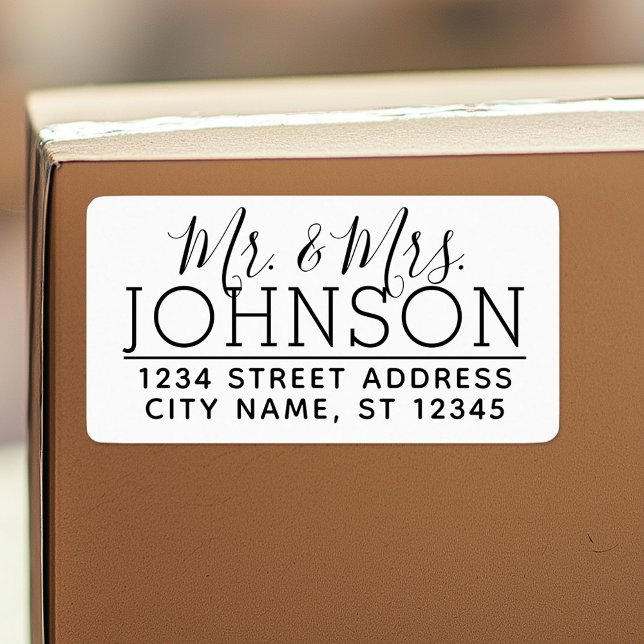 Anpassningsbar Mr. & Mrs Family Namn och Returadre Adressetikett (Custom Shipping Label with Return Address)