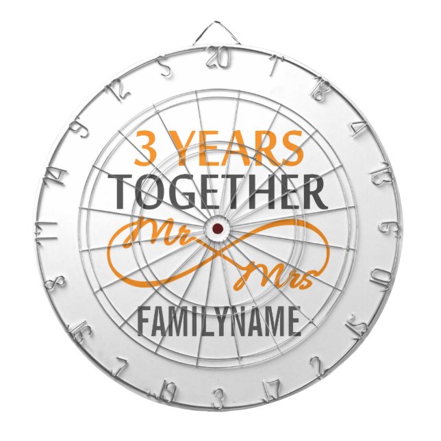 Anpassningsbar Mr. och Mrs. 3-årsdag Darttavla (Framsidan)