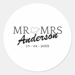 Anpassningsbar Mr. och Mrs. Bröllop Familjegåva Runt Klistermärke