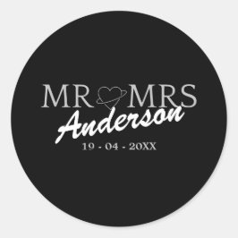 Anpassningsbar Mr. och Mrs. Bröllop Familjegåva Runt Klistermärke