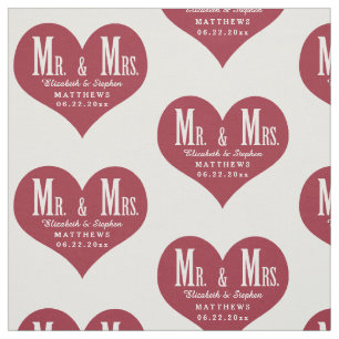Anpassningsbar Mr. och Mrs. Bröllop White Heart Te Tyg