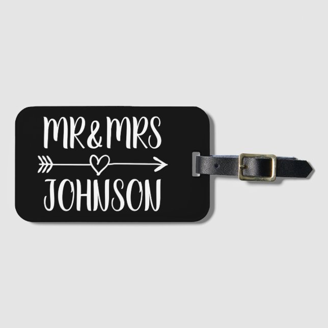 Anpassningsbar Mr. och Mrs. resebagagetapp för nyf Bagagebricka (Framsida horisontal)