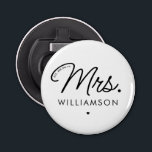 Anpassningsbar Mrs Est. Nytt Elegant-skript Flasköppnare<br><div class="desc">Personlig,  fru Modern Elegant,  skript Nyligen,  nya bröllopsgåvor!</div>