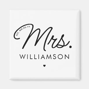 Anpassningsbar Mrs Est. Nytt Elegant-skript Magnet