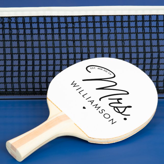 Anpassningsbar Mrs Est. Nytt Elegant-skript Pingisracket (Insitu)