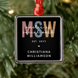 Anpassningsbar MSW Master of Social Work Retro Stu Julgransprydnad Metall