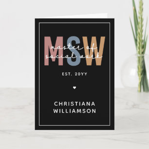 Anpassningsbar MSW Master of Social Work Retro Stu Kort