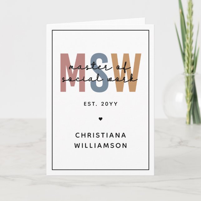 Anpassningsbar MSW Master of Social Work Retro Stu Kort (Framsida)