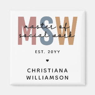 Anpassningsbar MSW Master of Social Work Retro Stu Magnet