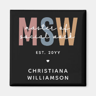 Anpassningsbar MSW Master of Social Work Retro Stu Magnet
