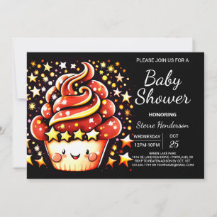 Anpassningsbar Muffin Boy Shower för matvaror Inbjudningar