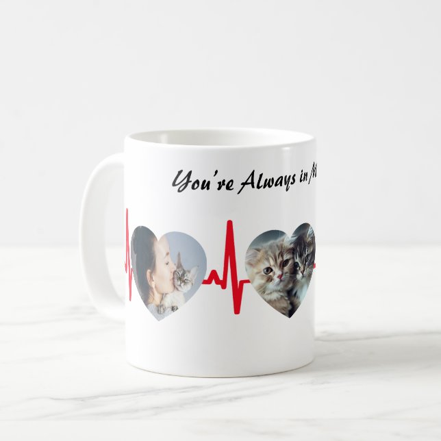 Anpassningsbar mugg med tre hjärtformade foton (Framsida vänster)
