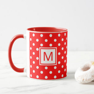 Anpassningsbar Mugg med vita polkadoter konst på l