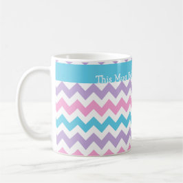 Anpassningsbar Mugg, turkos, Rosa, Mauve Chevrons Kaffemugg