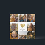 Anpassningsbar Multi Photo Family Keepsaké Guld He<br><div class="desc">Modern,  enkel fotokollage i elegant i en rutnätslayout med ett guld-hjärta och anpassningsbar-meddelande från din familj.</div>